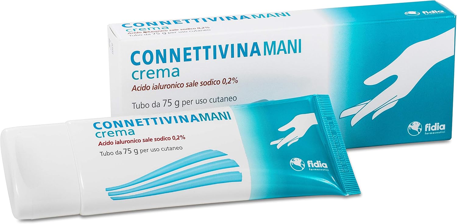 Fidia Farmaceutici ConnettivinaMani Crema - Tubo da 75g, a Base di Acido Ialuronico Sale Sodico 0,2%